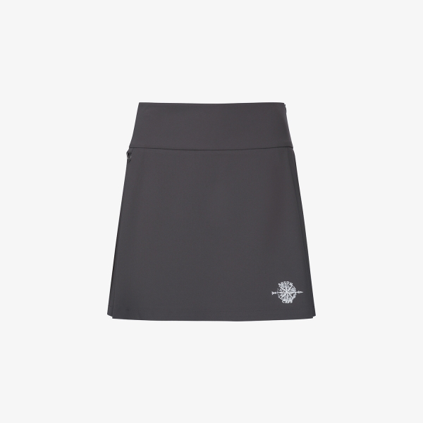 여성 사우스크로스 사이드 플리츠 스커트_다크 브라운