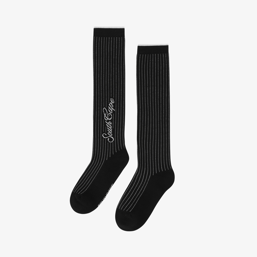 사우스케이프 여성 핀 스트라이프 니삭스_블랙