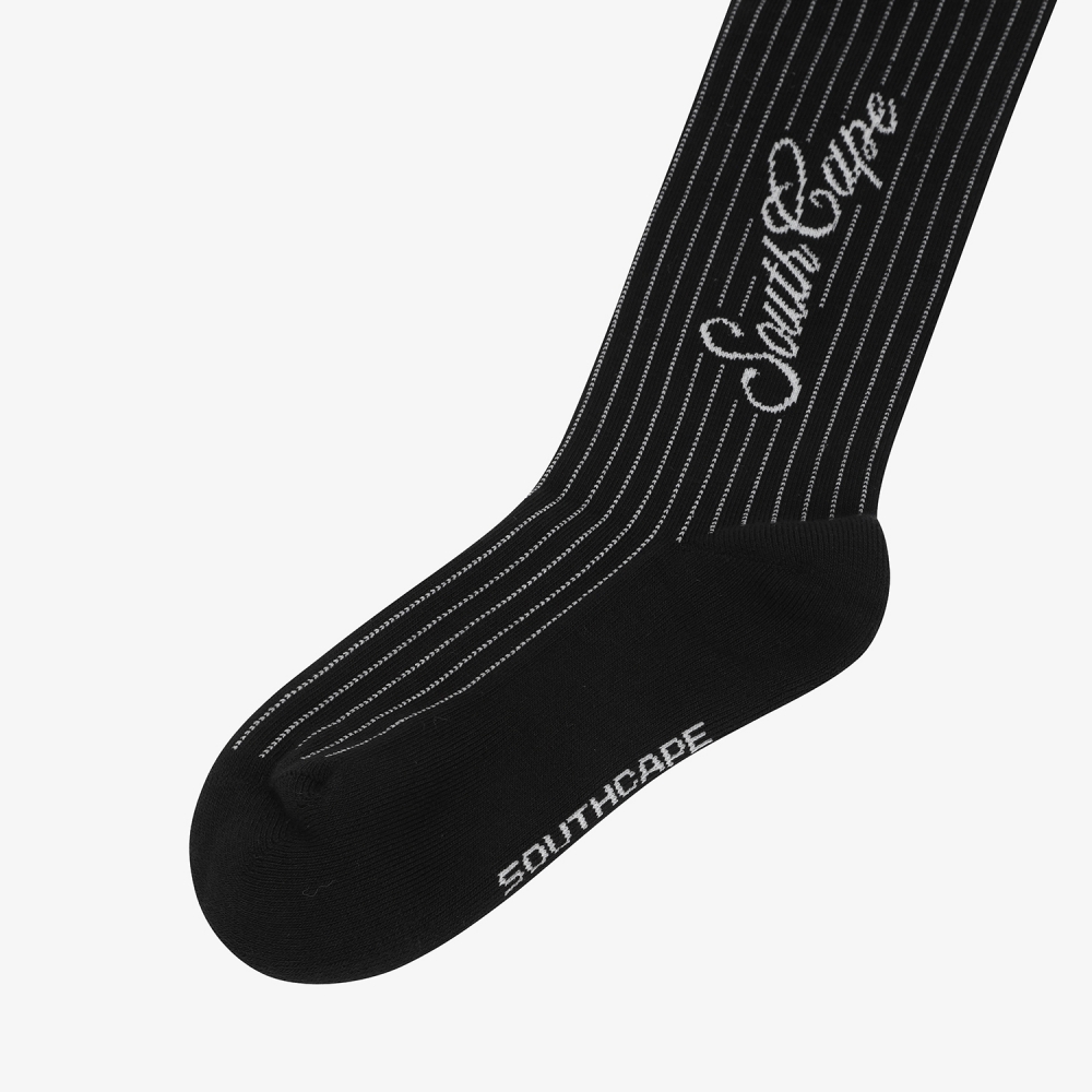 사우스케이프 여성 핀 스트라이프 니삭스_블랙