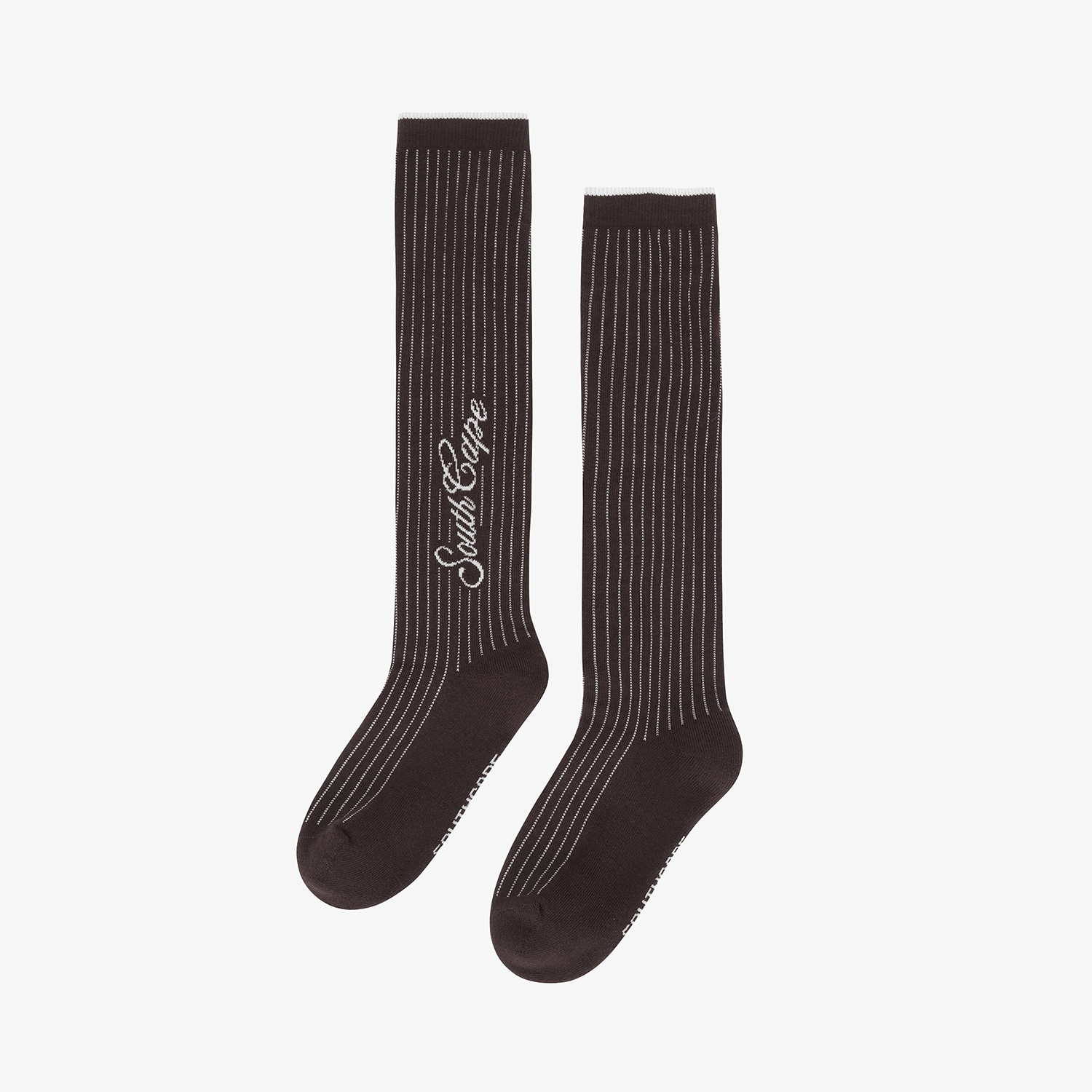 사우스케이프 여성 핀 스트라이프 니삭스_다크 브라운