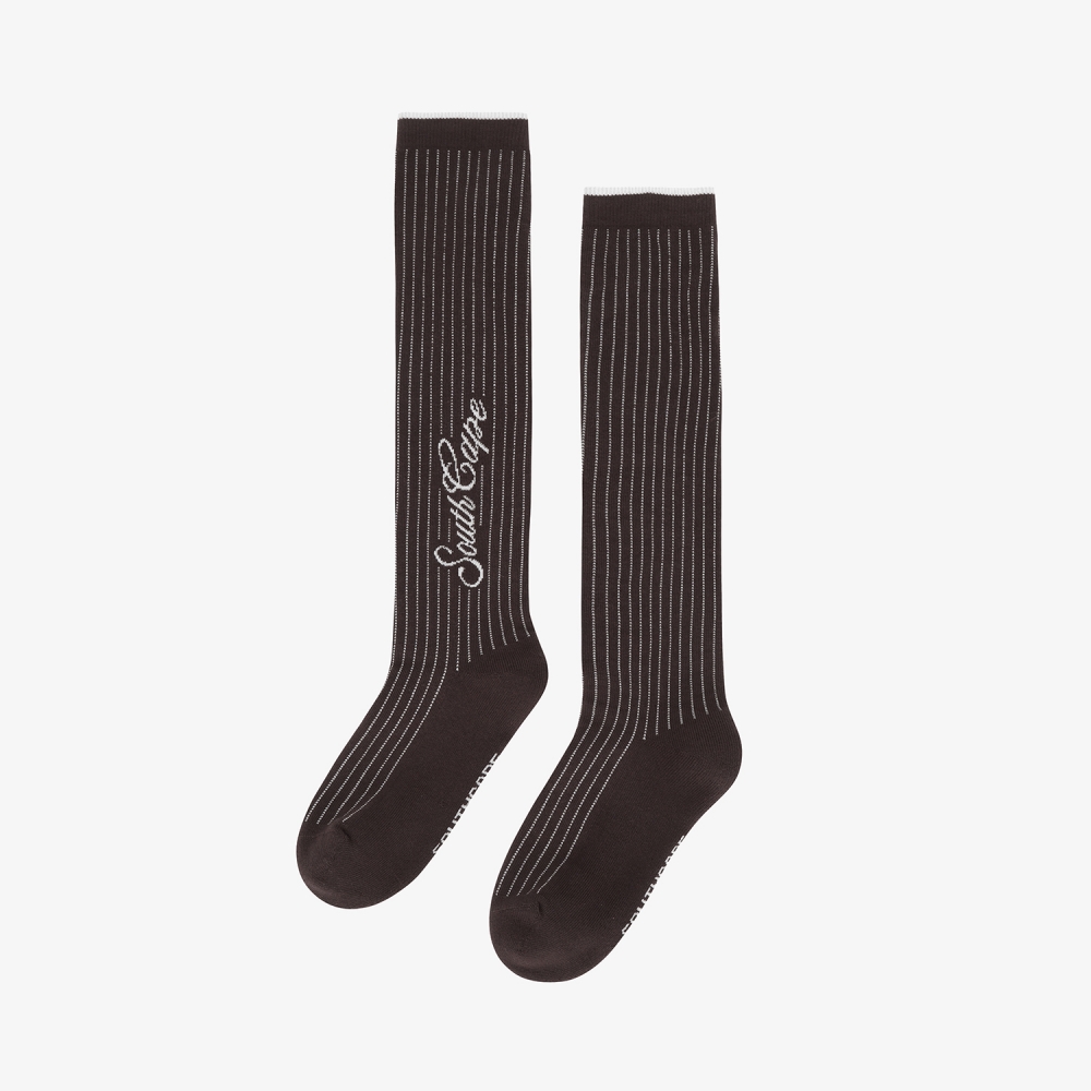 사우스케이프 여성 핀 스트라이프 니삭스_다크 브라운