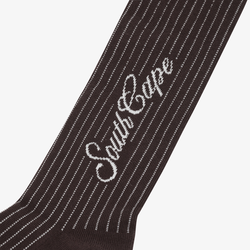 사우스케이프 여성 핀 스트라이프 니삭스_다크 브라운