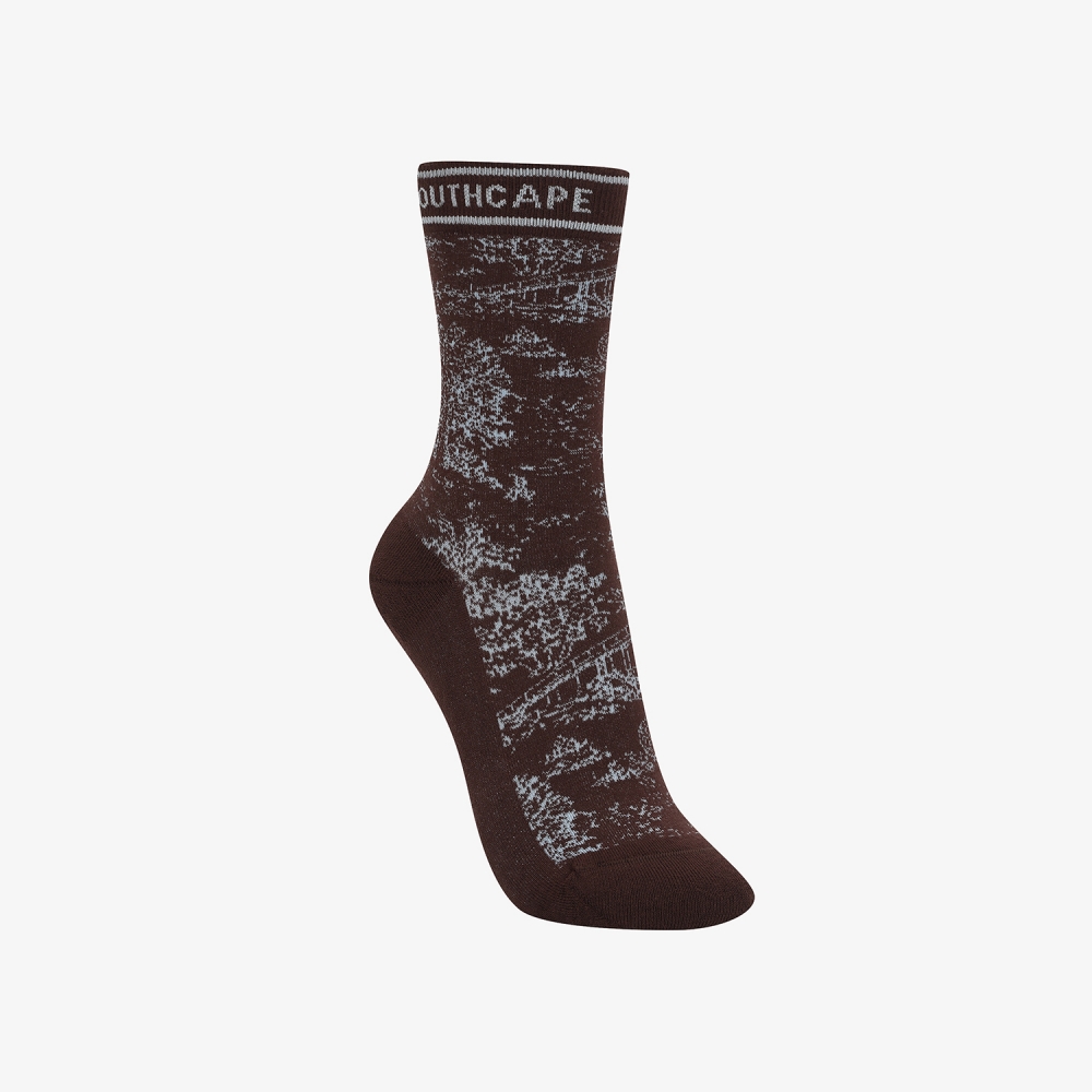 사우스케이프 여성 남해 헤리티지 프린트 삭스_브라운