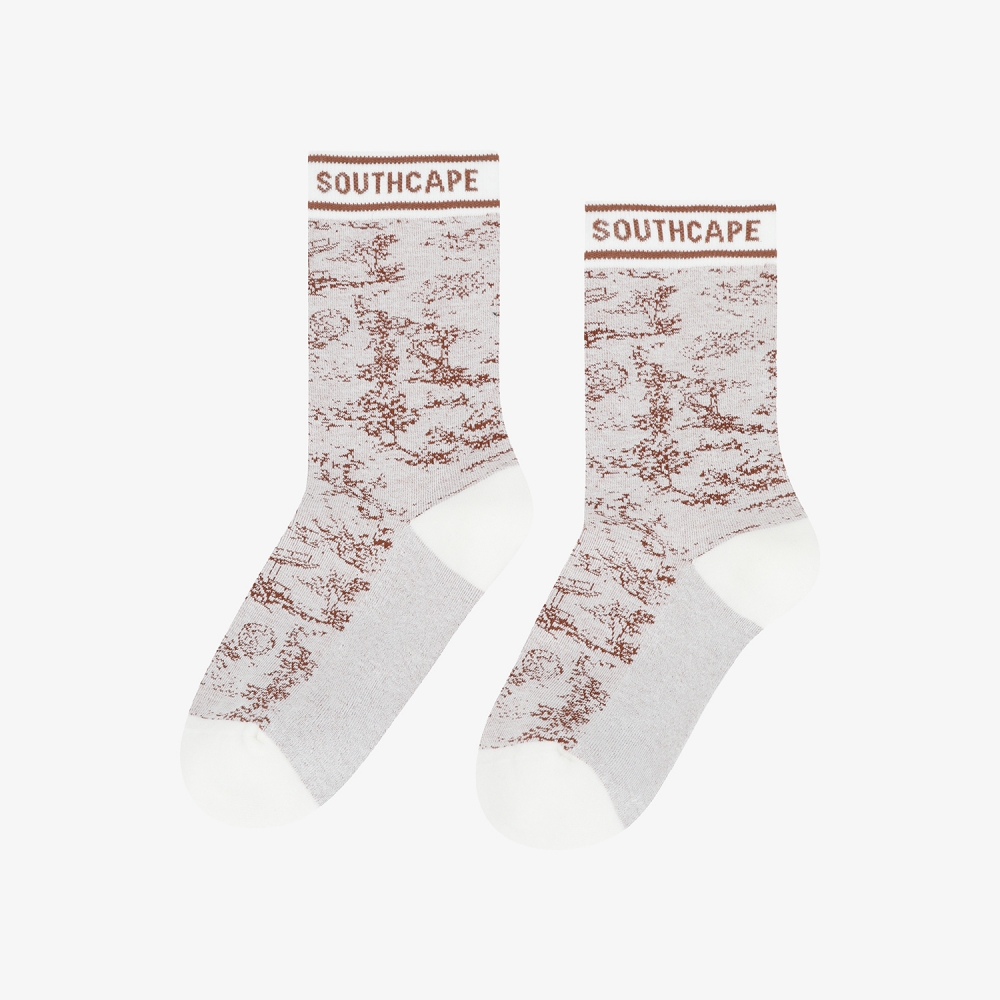 사우스케이프 여성 남해 헤리티지 프린트 삭스_카멜