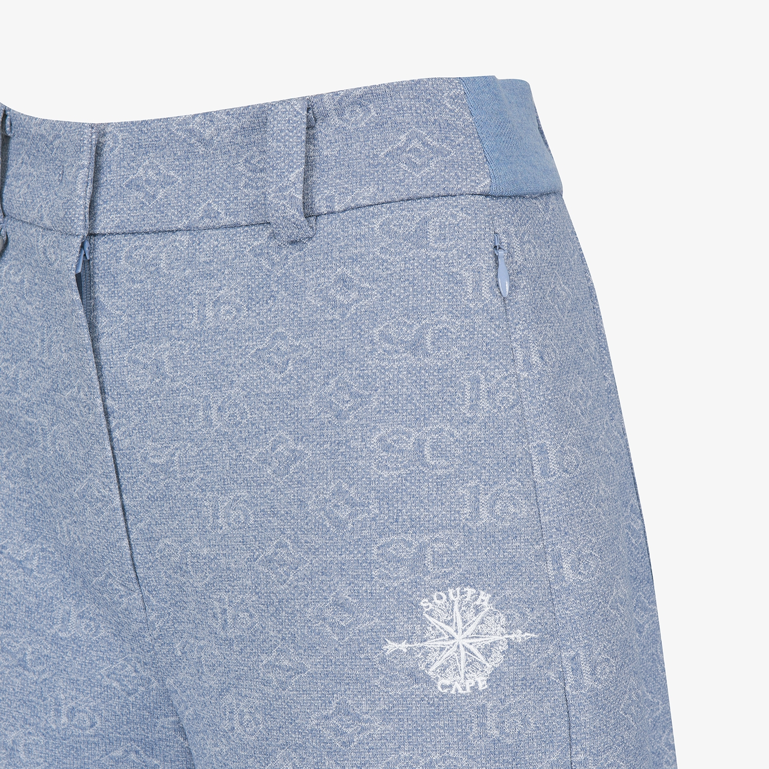 사우스케이프 여성 모노그램 패턴 자카드 팬츠_블루