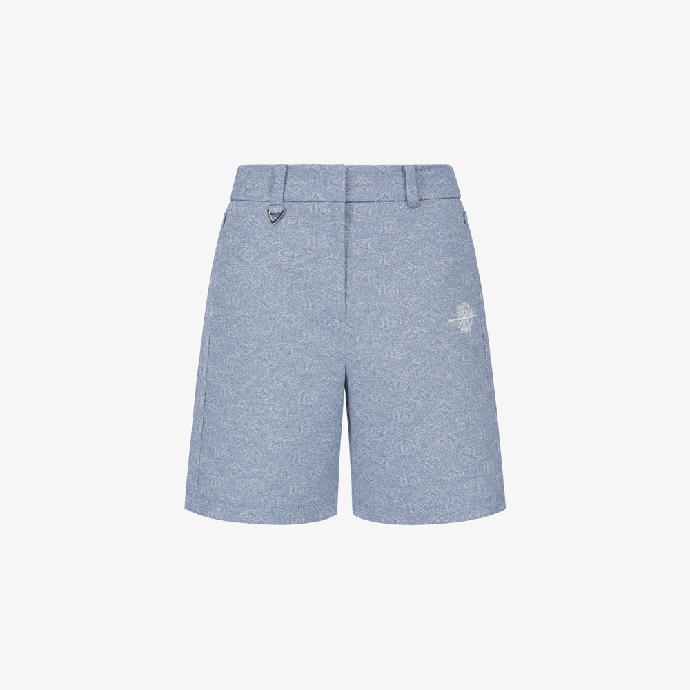 사우스케이프 여성 모노그램 패턴 자카드 팬츠_블루