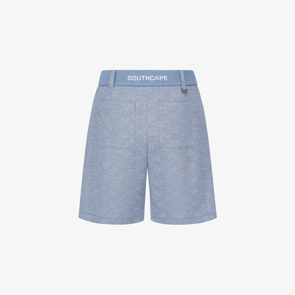 사우스케이프 여성 모노그램 패턴 자카드 팬츠_블루