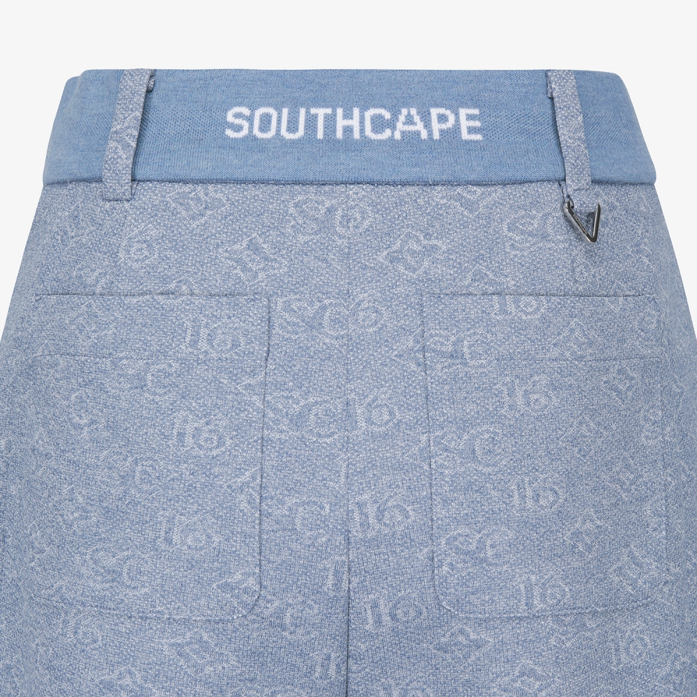 사우스케이프 여성 모노그램 패턴 자카드 팬츠_블루