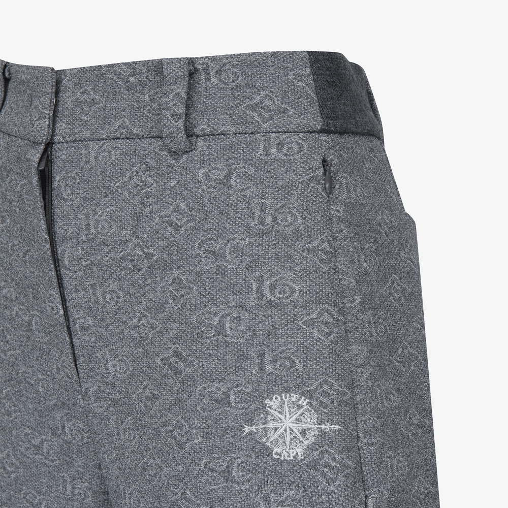 사우스케이프 여성 모노그램 패턴 자카드 팬츠_차콜 그레이