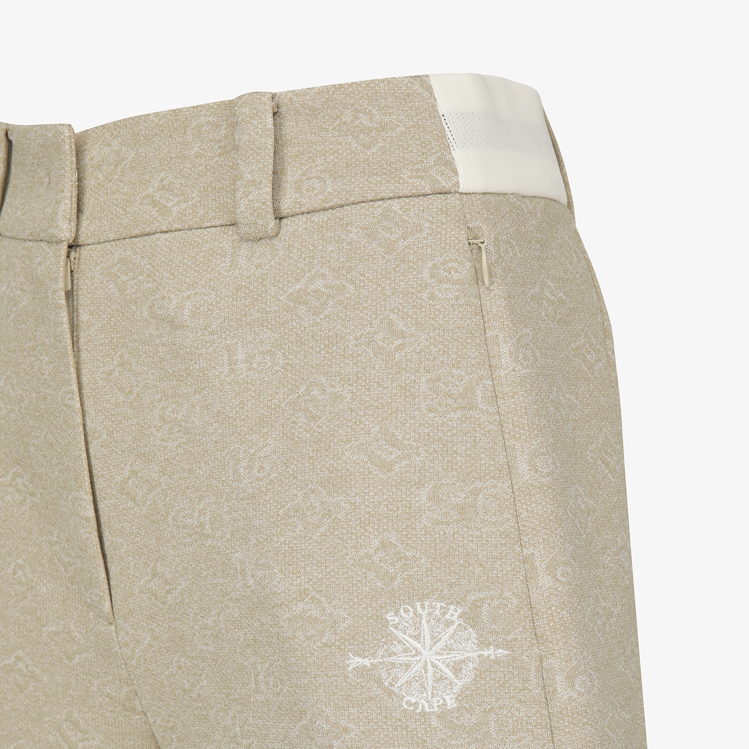 사우스케이프 여성 모노그램 패턴 자카드 팬츠_카키 베이지