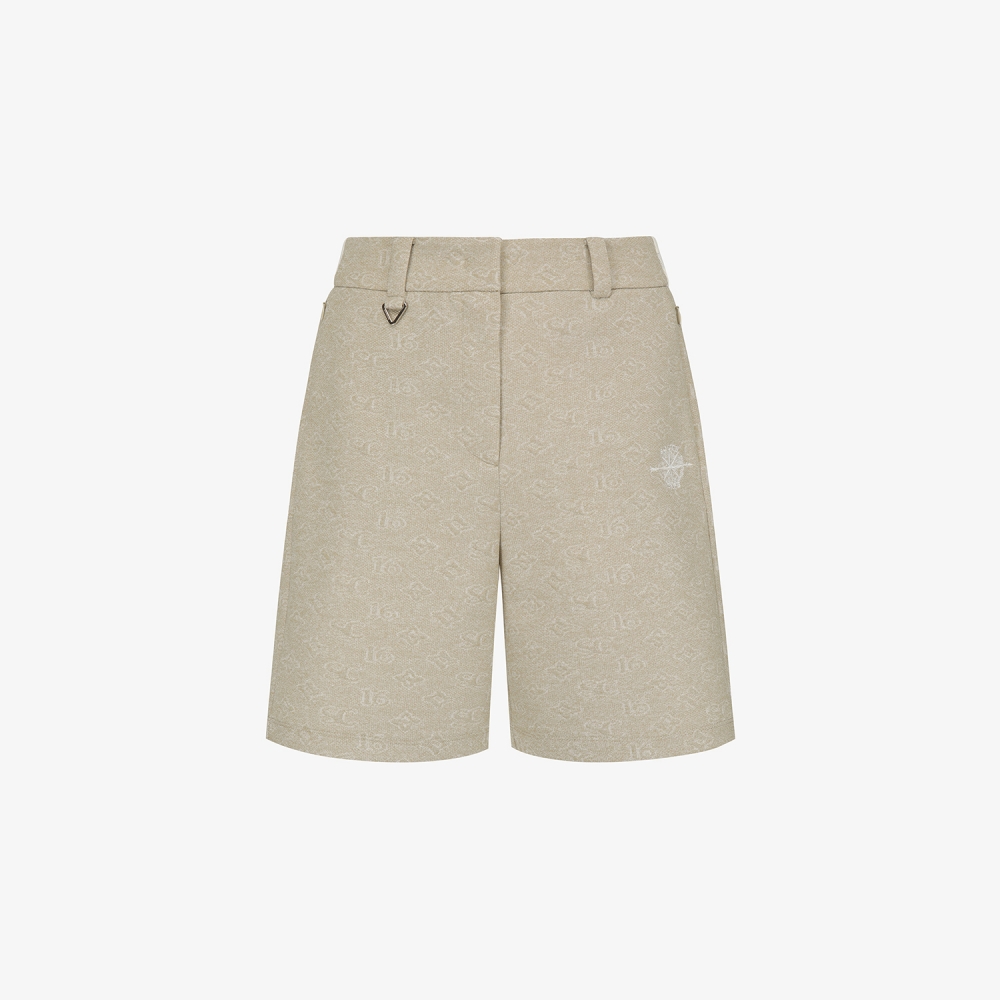 사우스케이프 여성 모노그램 패턴 자카드 팬츠_카키 베이지