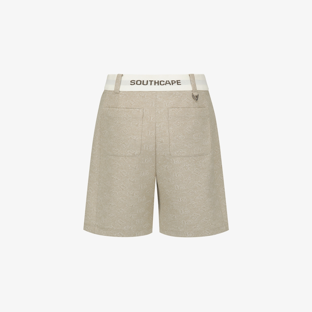 사우스케이프 여성 모노그램 패턴 자카드 팬츠_카키 베이지