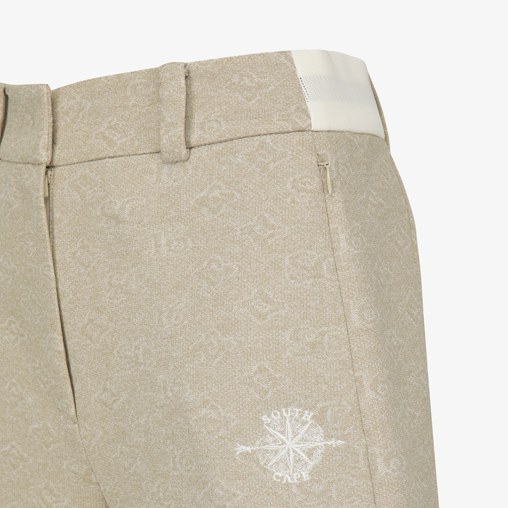 사우스케이프 여성 모노그램 패턴 자카드 팬츠_카키 베이지