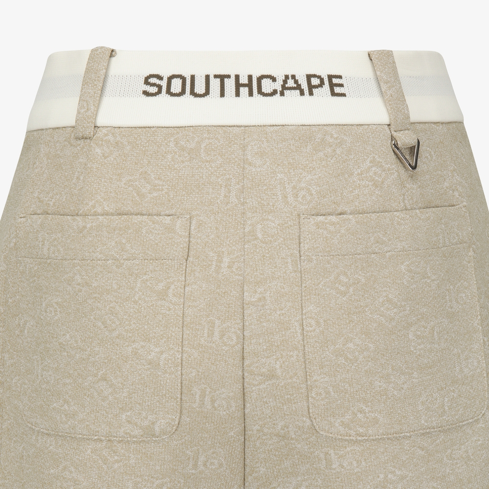 사우스케이프 여성 모노그램 패턴 자카드 팬츠_카키 베이지