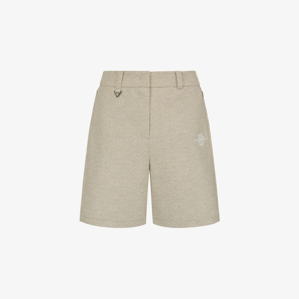 사우스케이프 여성 모노그램 패턴 자카드 팬츠_카키 베이지