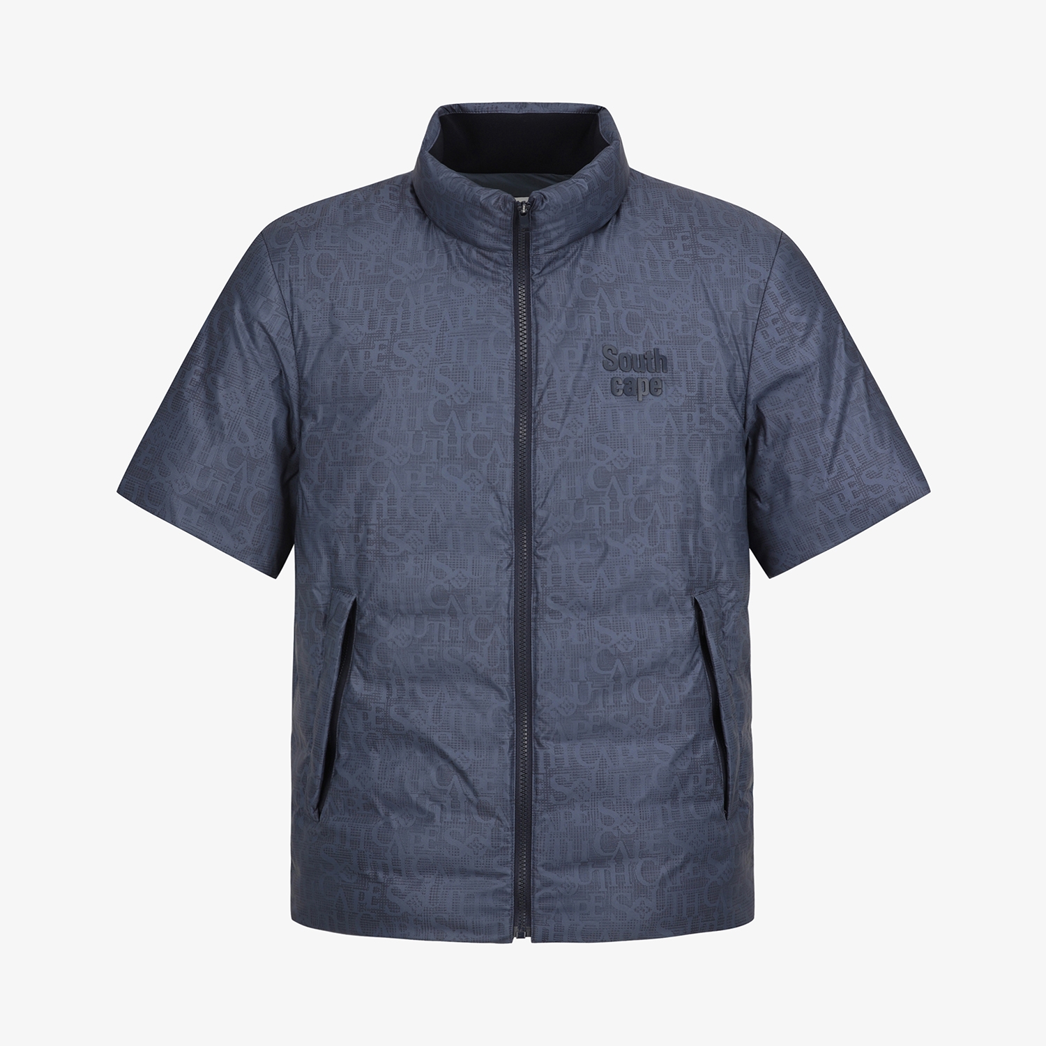 사우스케이프 남성 로고플로우 패턴 반팔 다운점퍼_네이비