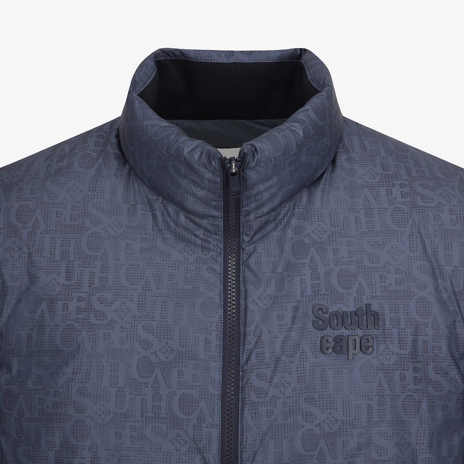 사우스케이프 남성 로고플로우 패턴 반팔 다운점퍼_네이비