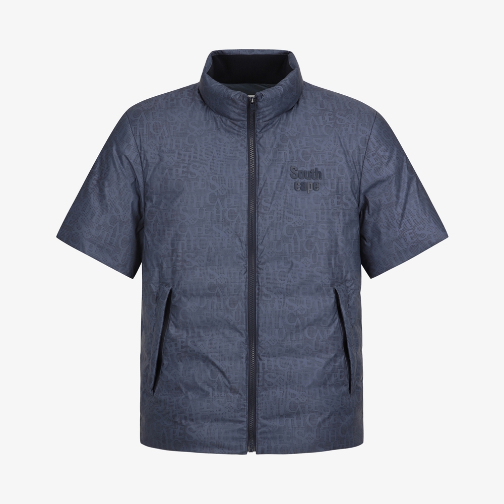 사우스케이프 남성 로고플로우 패턴 반팔 다운점퍼_네이비