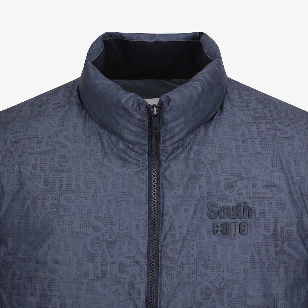 사우스케이프 남성 로고플로우 패턴 반팔 다운점퍼_네이비