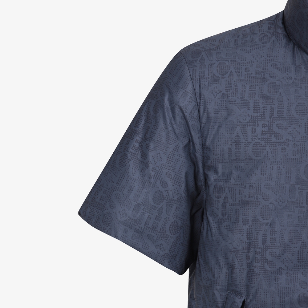 사우스케이프 남성 로고플로우 패턴 반팔 다운점퍼_네이비