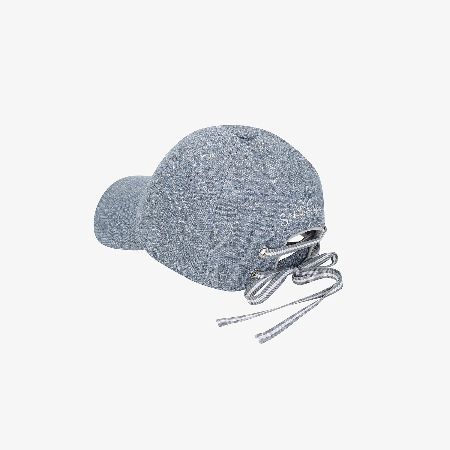 사우스케이프 여성 모노그램 패턴 자카드 레이스업 볼 캡_블루