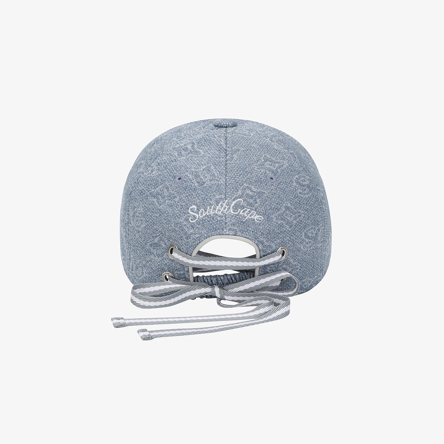 사우스케이프 여성 모노그램 패턴 자카드 레이스업 볼 캡_블루