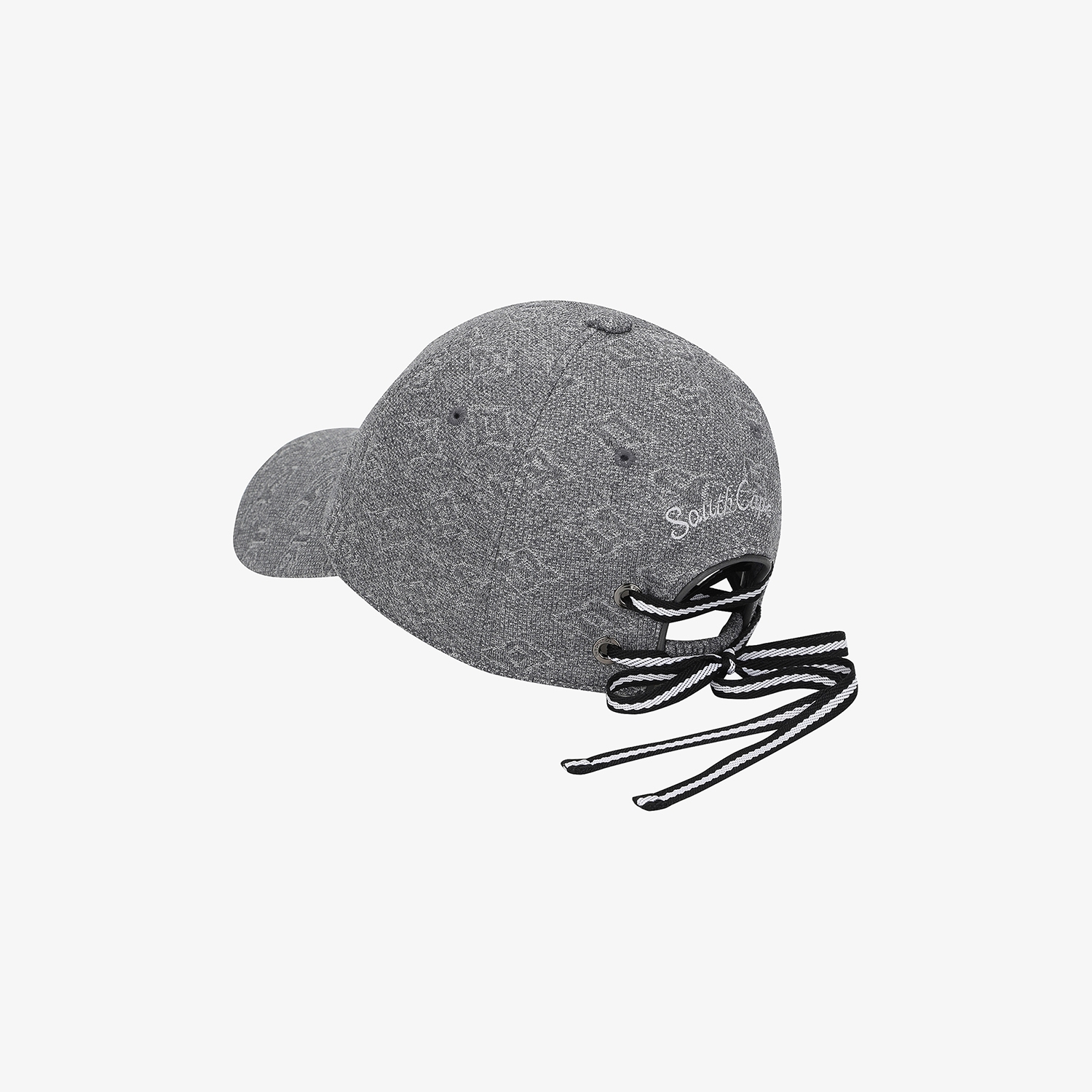 사우스케이프 여성 모노그램 패턴 자카드 레이스업 볼 캡_차콜 그레이