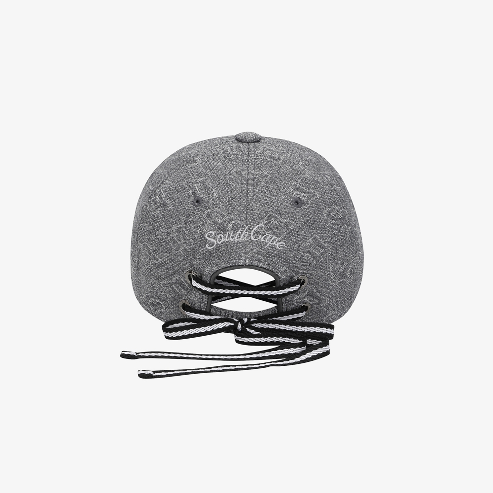 사우스케이프 여성 모노그램 패턴 자카드 레이스업 볼 캡_차콜 그레이