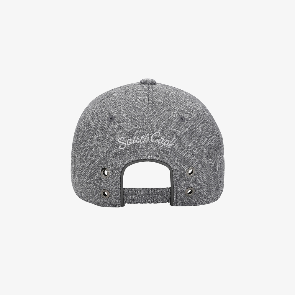 사우스케이프 여성 모노그램 패턴 자카드 레이스업 볼 캡_차콜 그레이