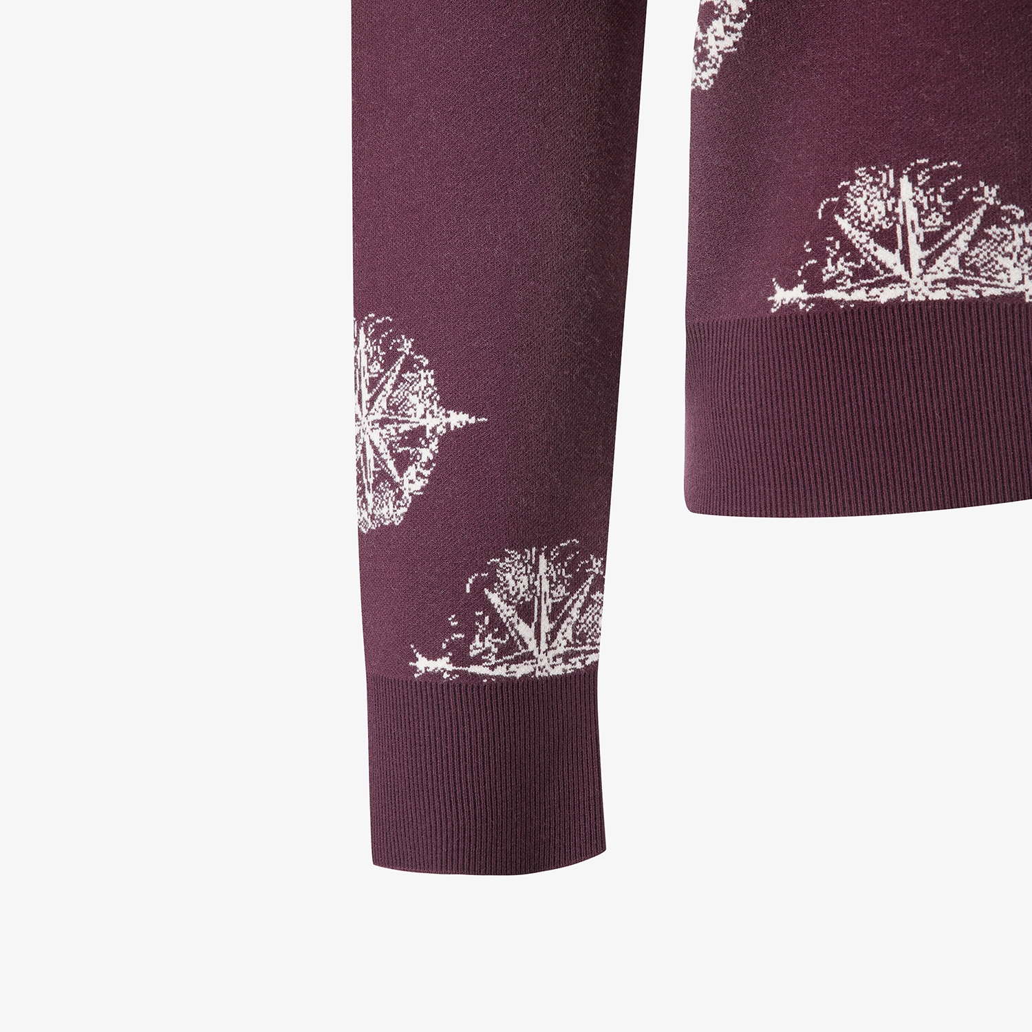 여성 사우스크로스 로고 패턴 자카드 니트_와인