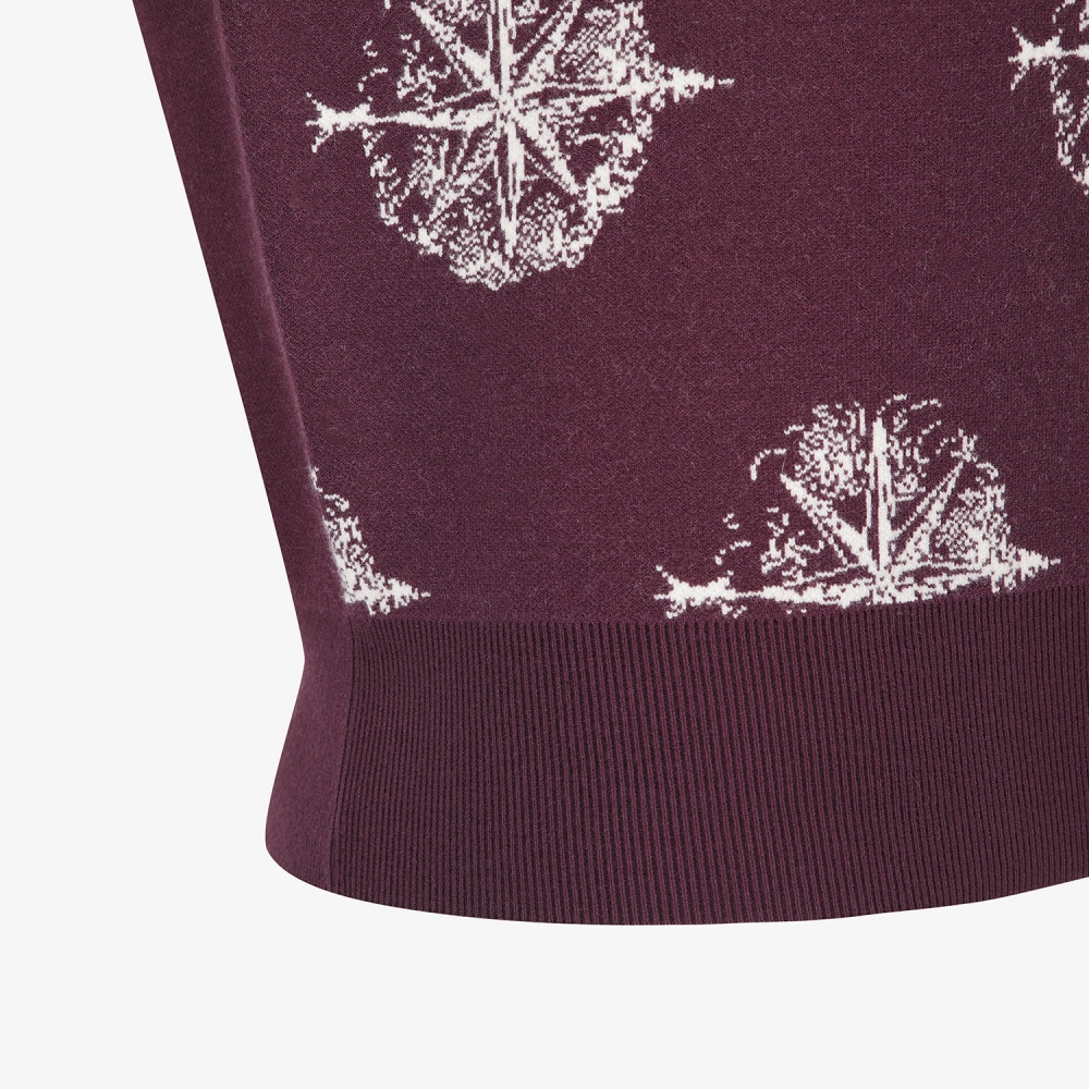 여성 사우스크로스 로고 패턴 자카드 니트_와인