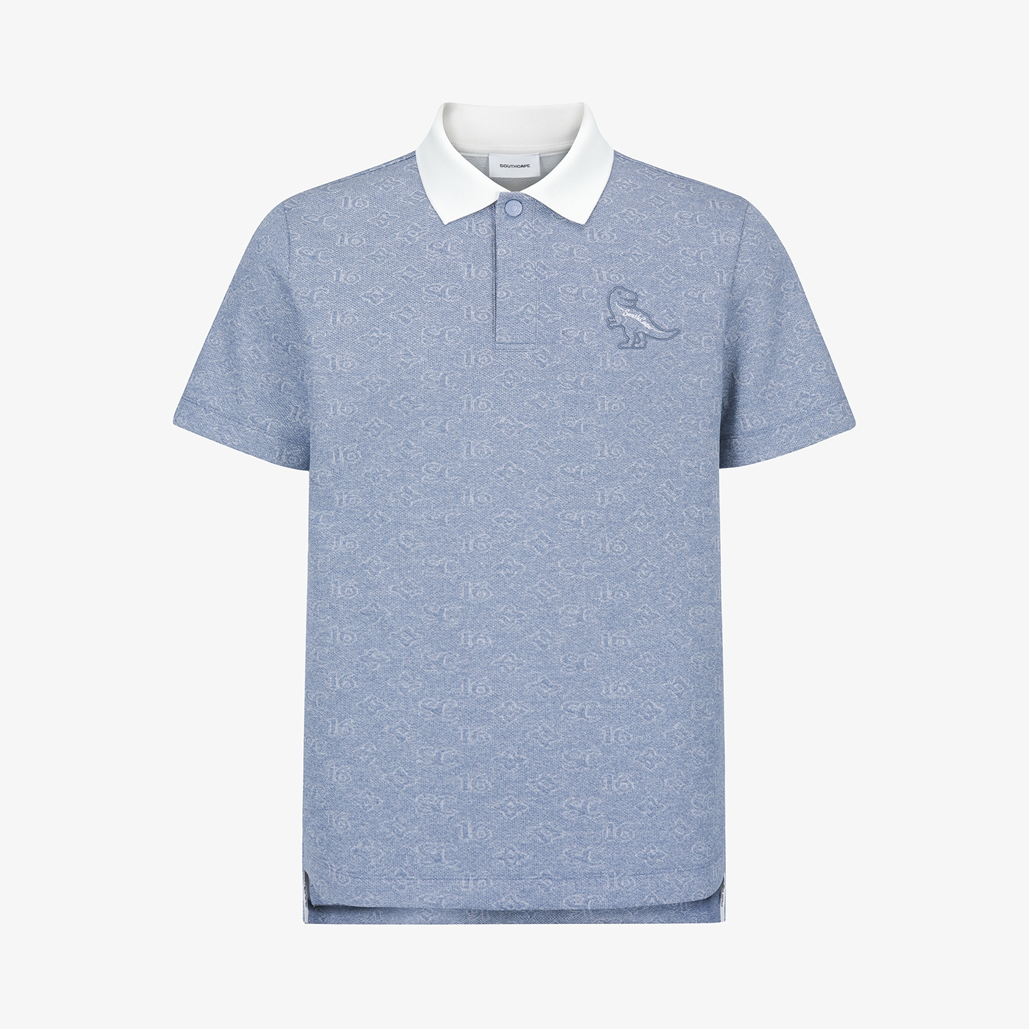 사우스케이프 남성 모노그램 자카드 버디 카라 티셔츠_블루
