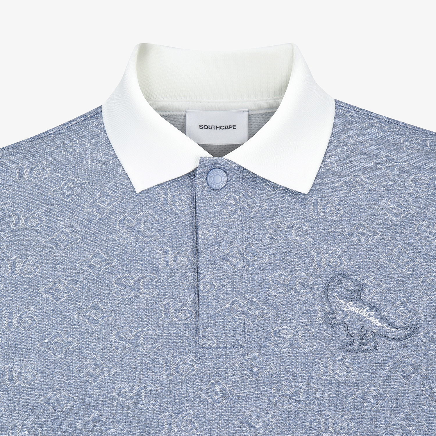 사우스케이프 남성 모노그램 자카드 버디 카라 티셔츠_블루