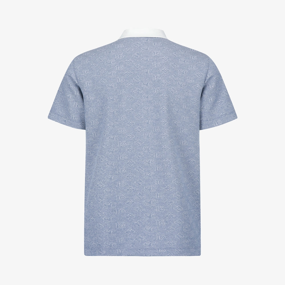 사우스케이프 남성 모노그램 자카드 버디 카라 티셔츠_블루