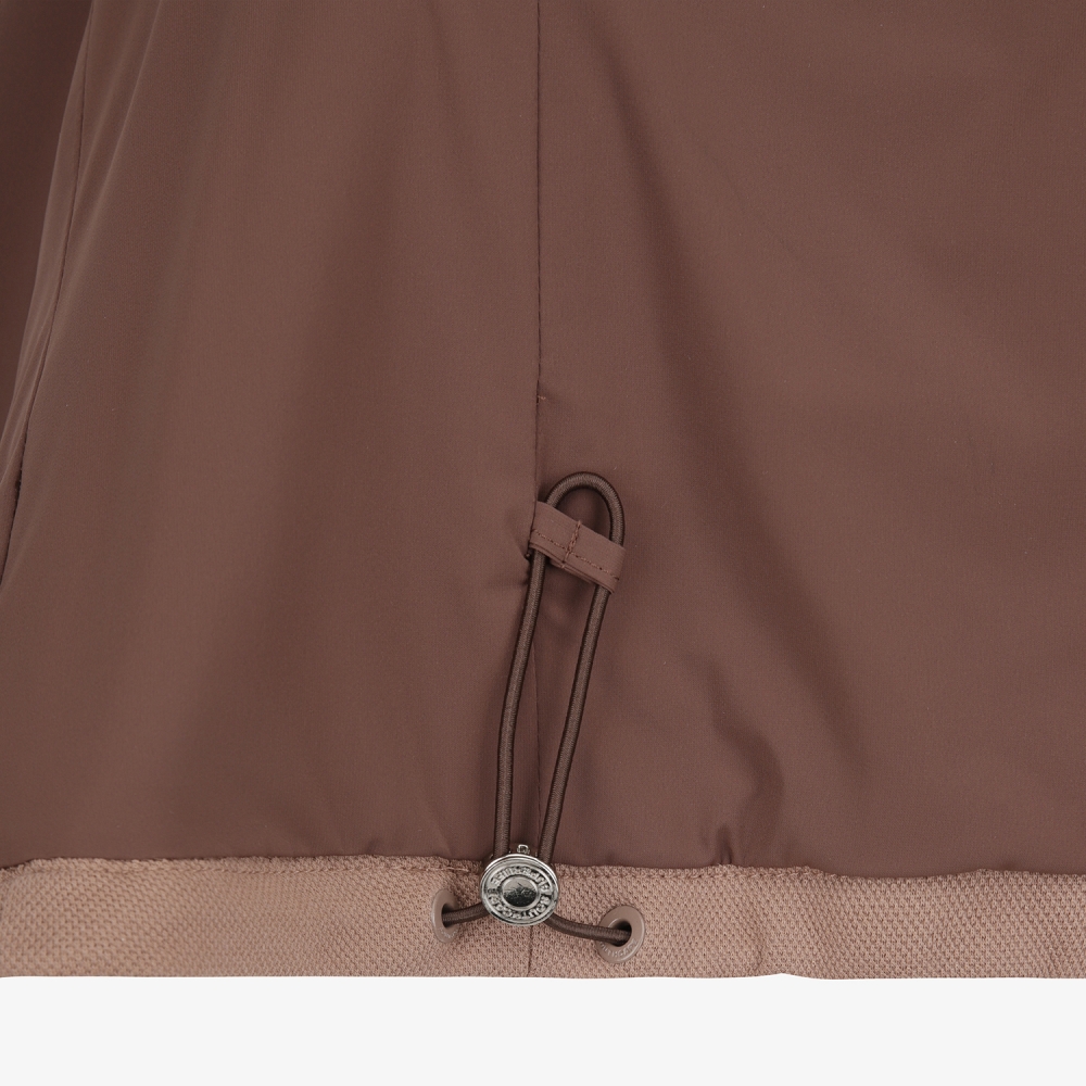 여성 사우스크로스 배색 카라 저지 베스트_브라운