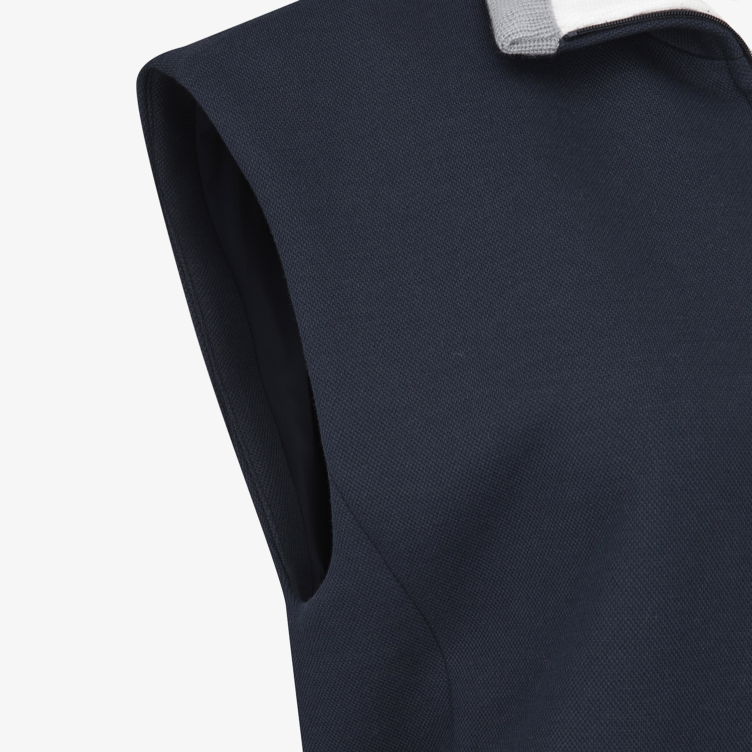 여성 사우스크로스 배색 카라 저지 베스트_네이비