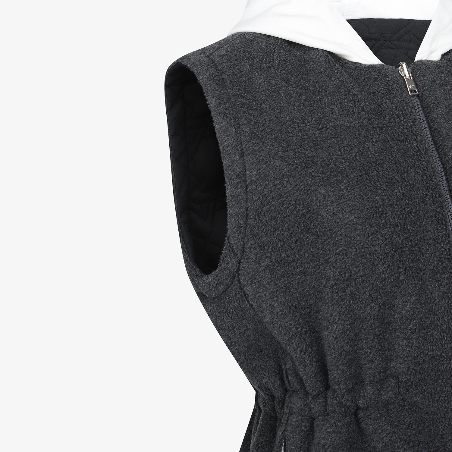 여성 사우스크로스 리버시블 플리스 패딩 베스트_차콜 그레이