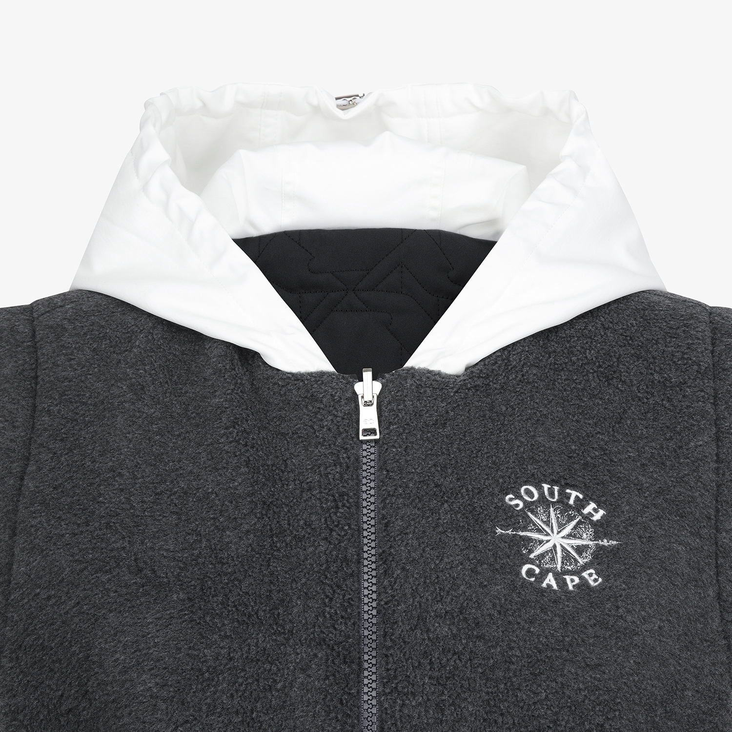 여성 사우스크로스 리버시블 플리스 패딩 베스트_차콜 그레이