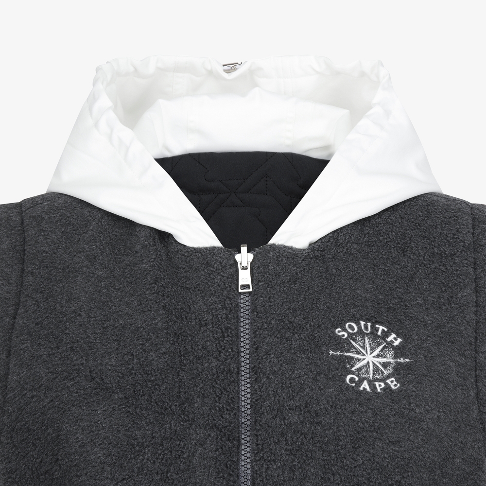 여성 사우스크로스 리버시블 플리스 패딩 베스트_차콜 그레이