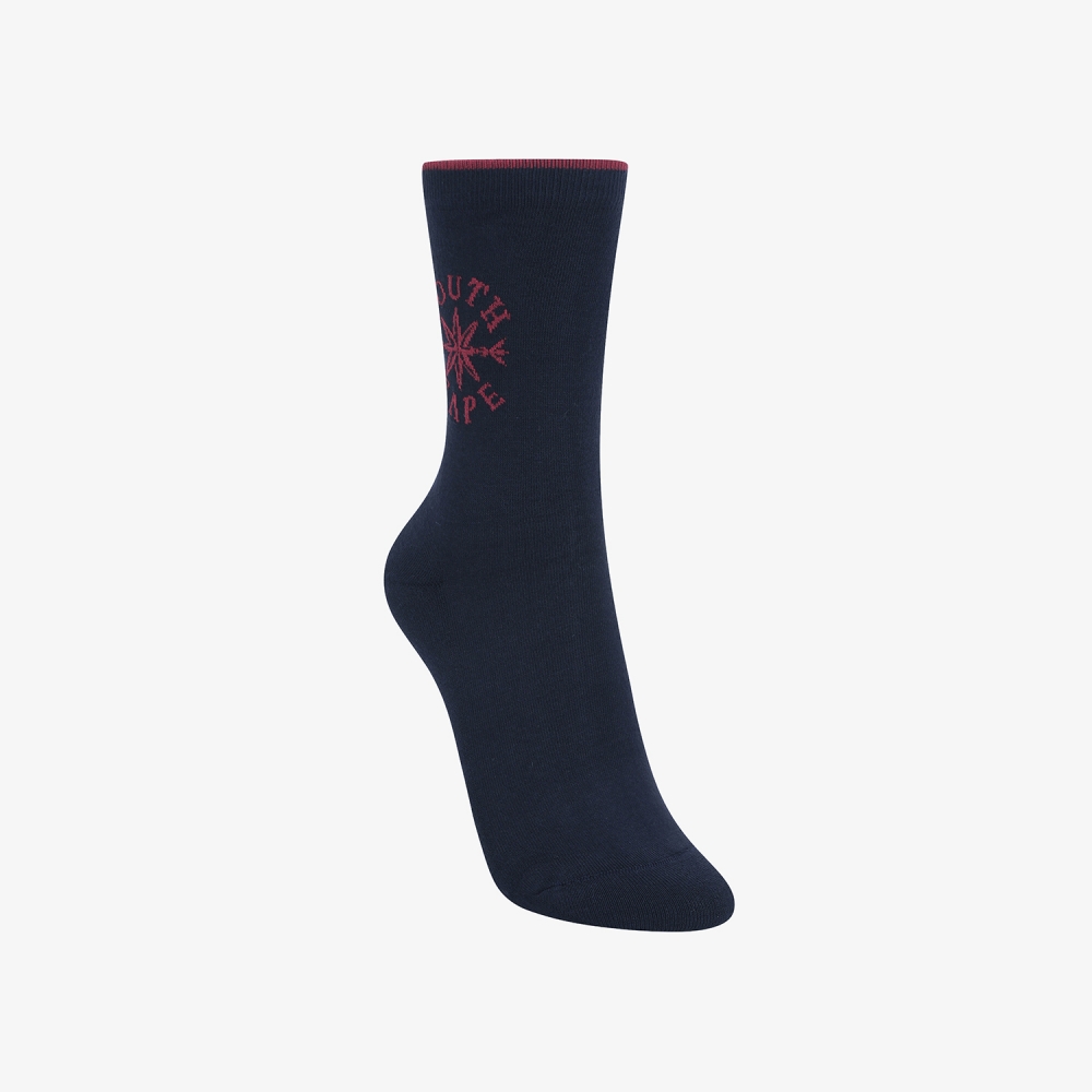 여성 사우스크로스 로고 중목 삭스_네이비