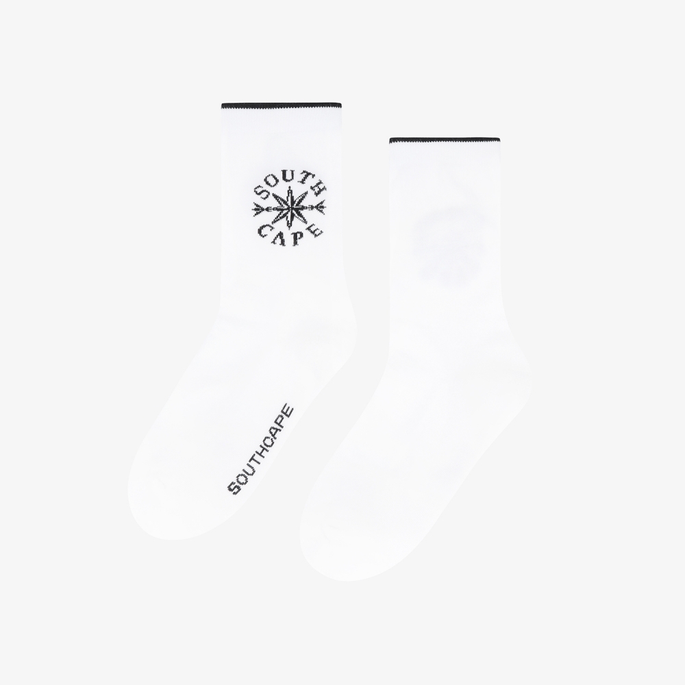 여성 사우스크로스 로고 중목 삭스_화이트