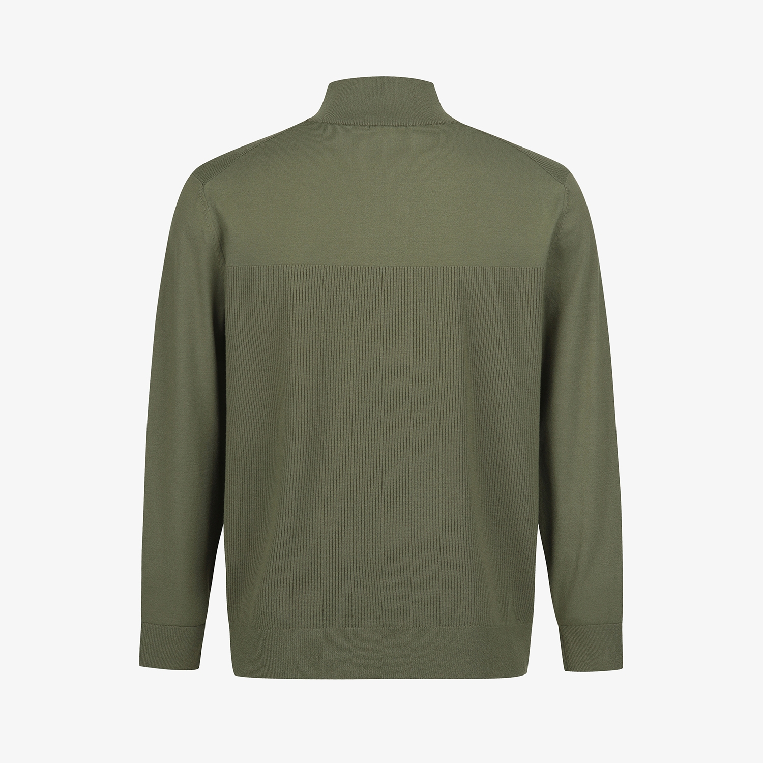 사우스케이프 남성 스트라이프 텍스쳐 하프 집업 니트_카키