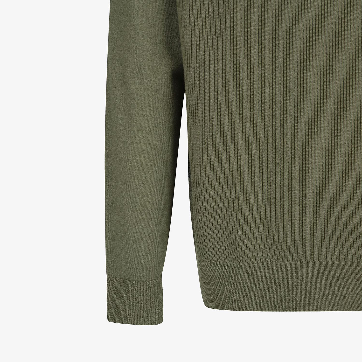 사우스케이프 남성 스트라이프 텍스쳐 하프 집업 니트_카키