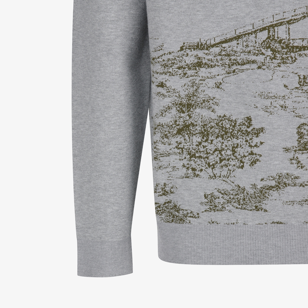 사우스케이프 남성 남해 헤리티지 자카드 니트 풀오버_그레이