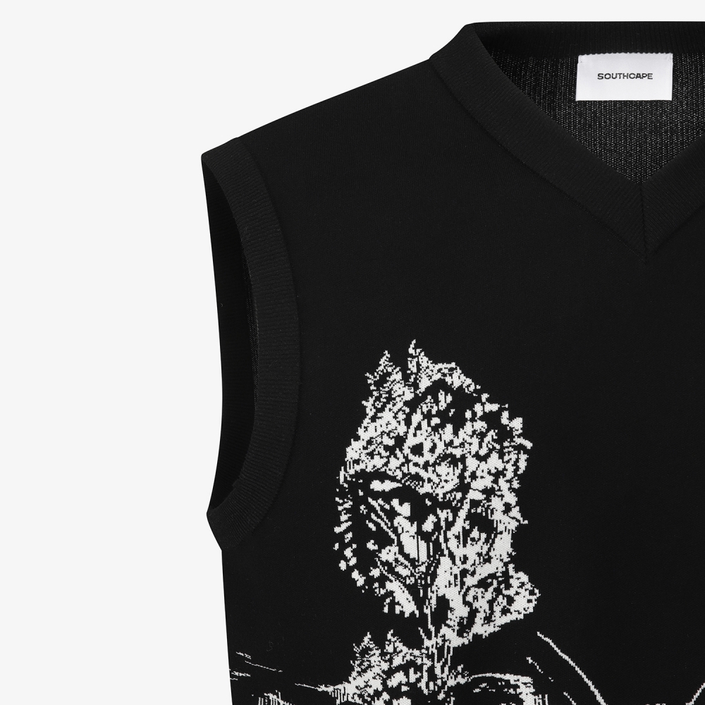 사우스케이프 남성 남해 헤리티지 브이넥 니트 베스트_블랙