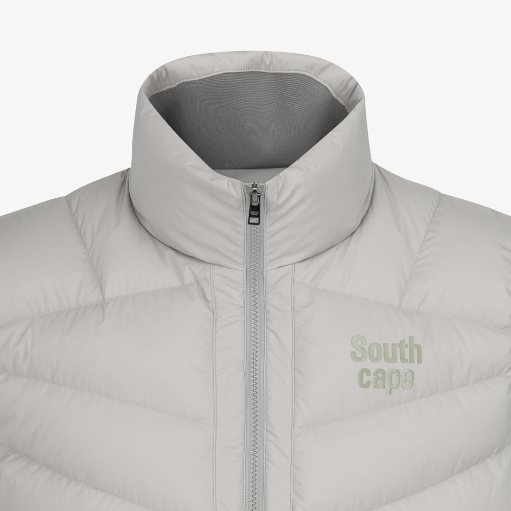 사우스케이프 남성 절개 구스 다운 베스트_세피아