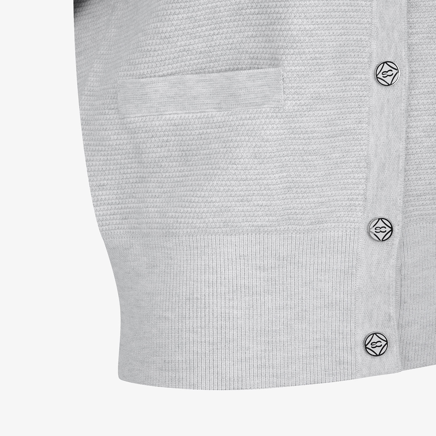 사우스케이프 여성 배색 로고 후드 니트 가디건_라이트 그레이