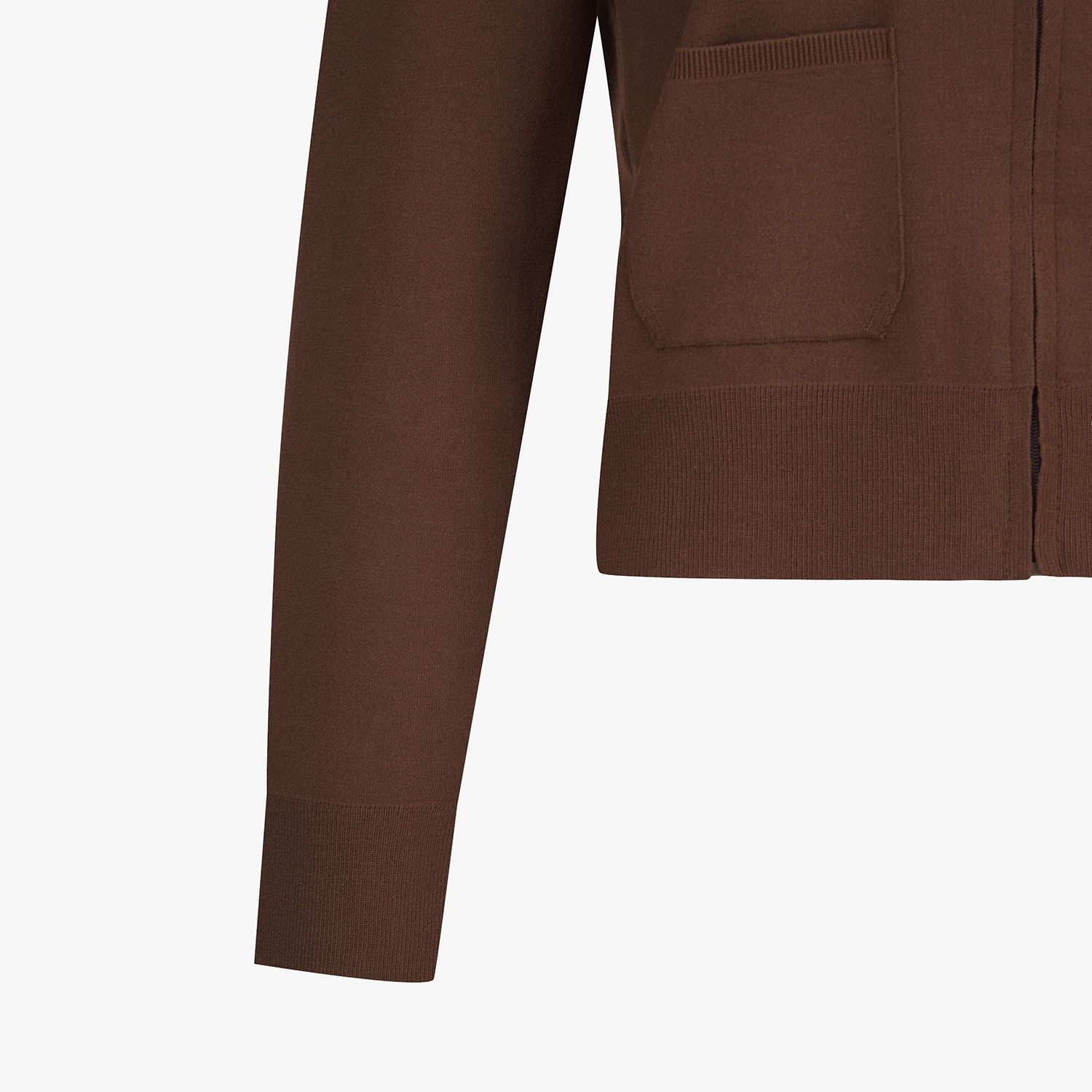 여성 사우스크로스 니트 하프넥 집업 가디건_브라운