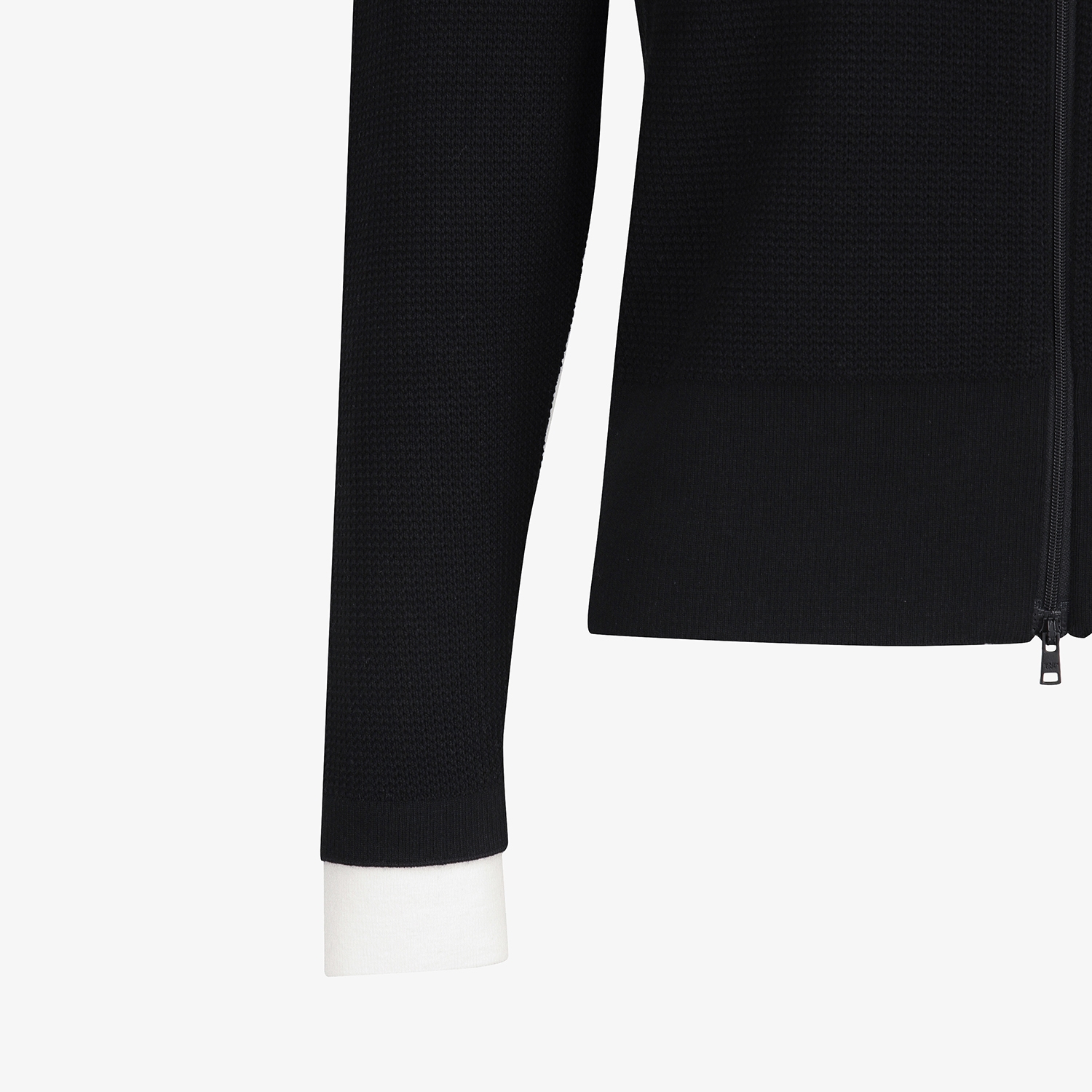 여성 사우스크로스 배색 카라 니트 집업 가디건_블랙