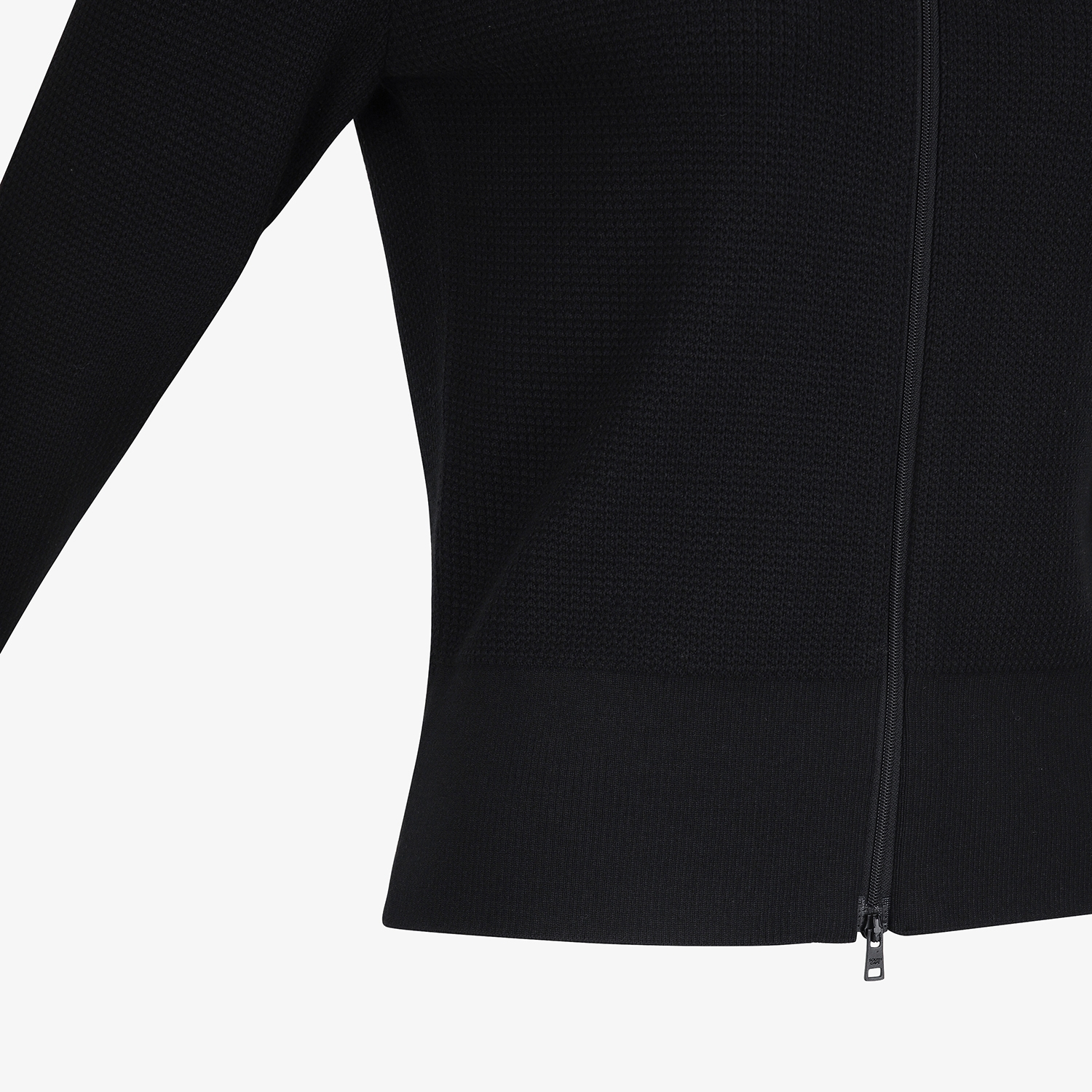 여성 사우스크로스 배색 카라 니트 집업 가디건_블랙